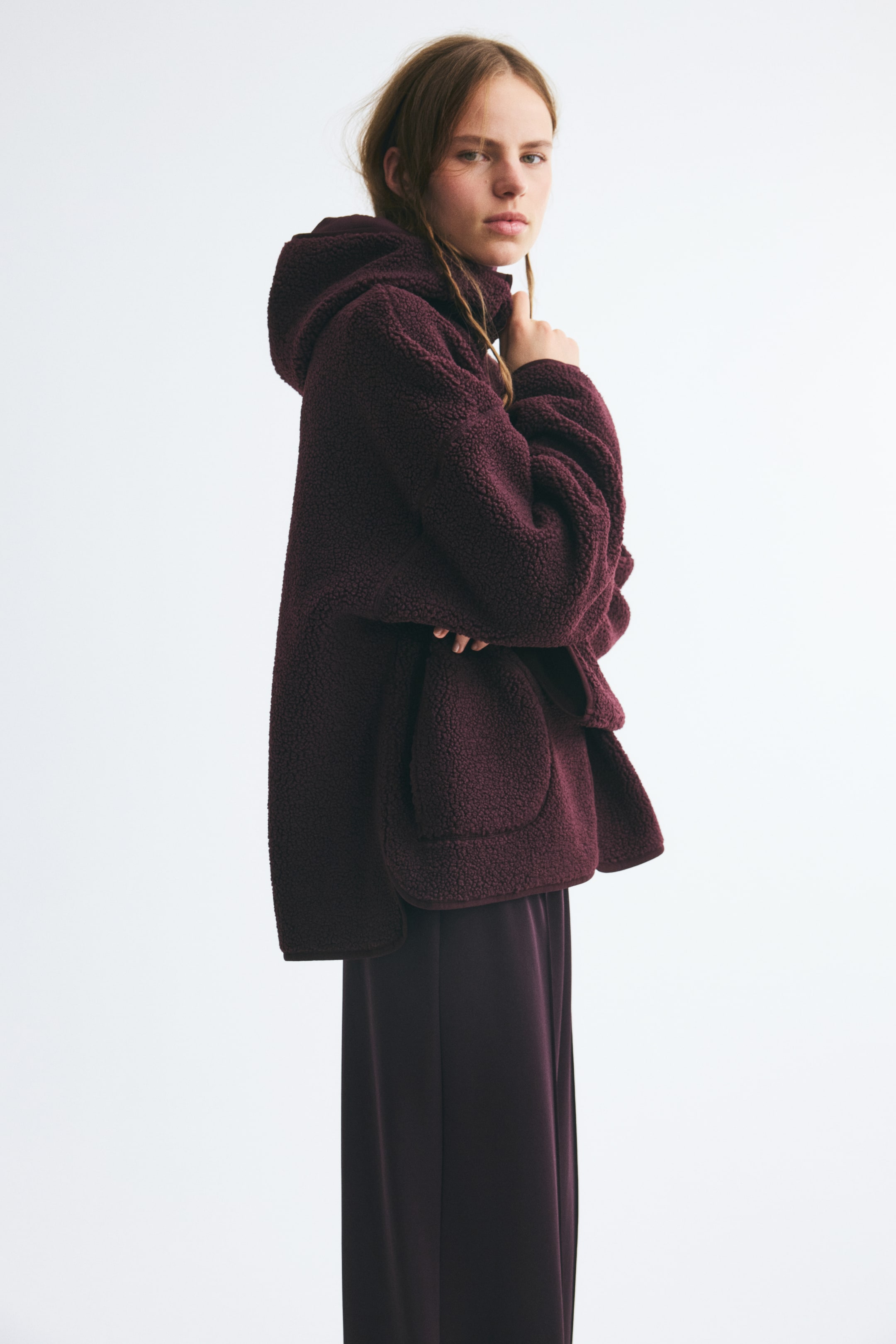 View larger image: Teddy zip-through hoodie - Burgundy - Ladies | H&M 1