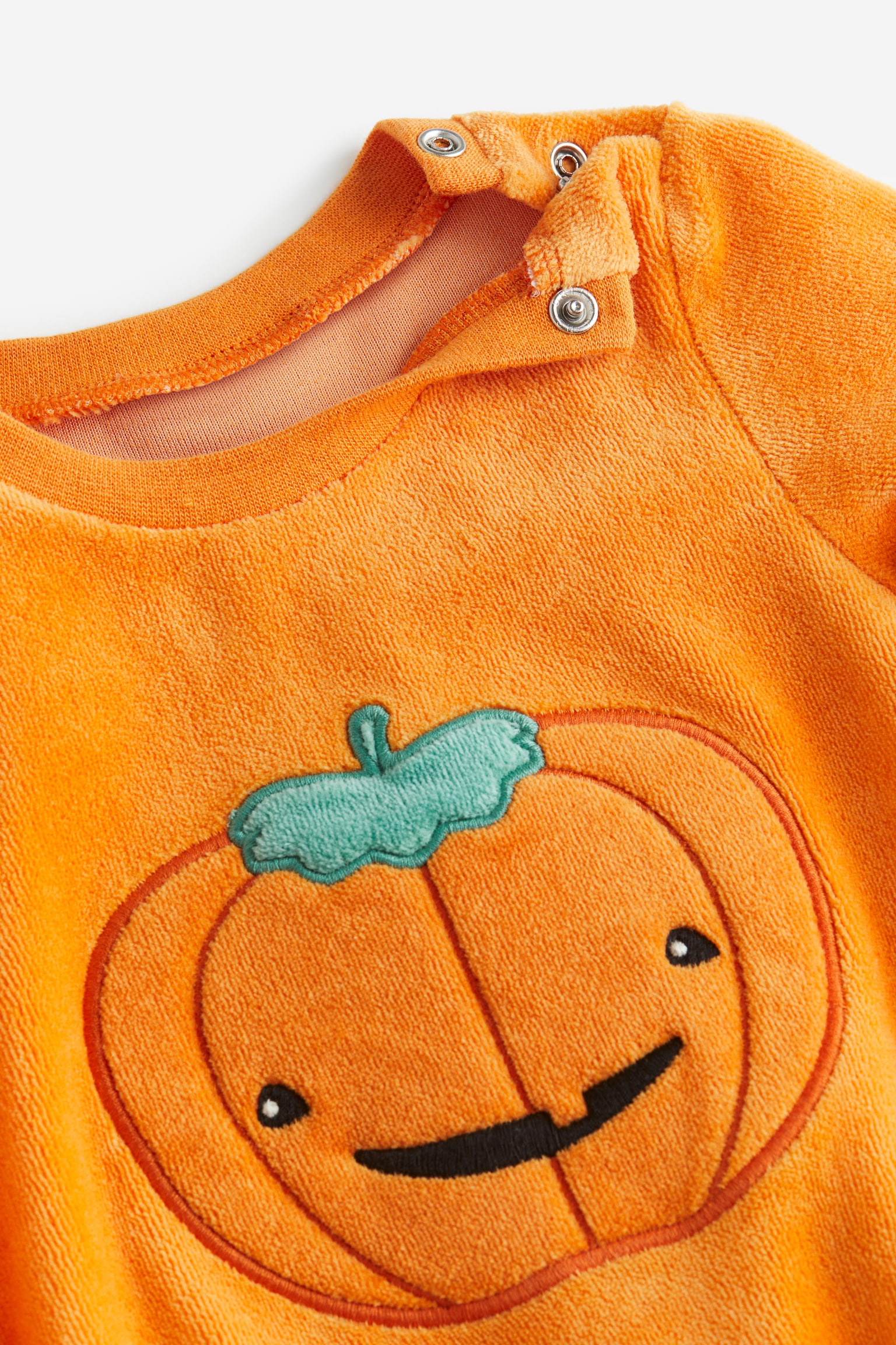 Velour sleepsuit with full feet - Orange/Pumpkin/Dark grey/Spotted/Light pink/Bunny/Natural white/Bears/Red/Reindeer - 2