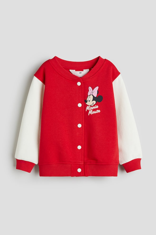 Printed sweatshirt cardigan - Red/Minnie Mouse/White/Barbie - 1