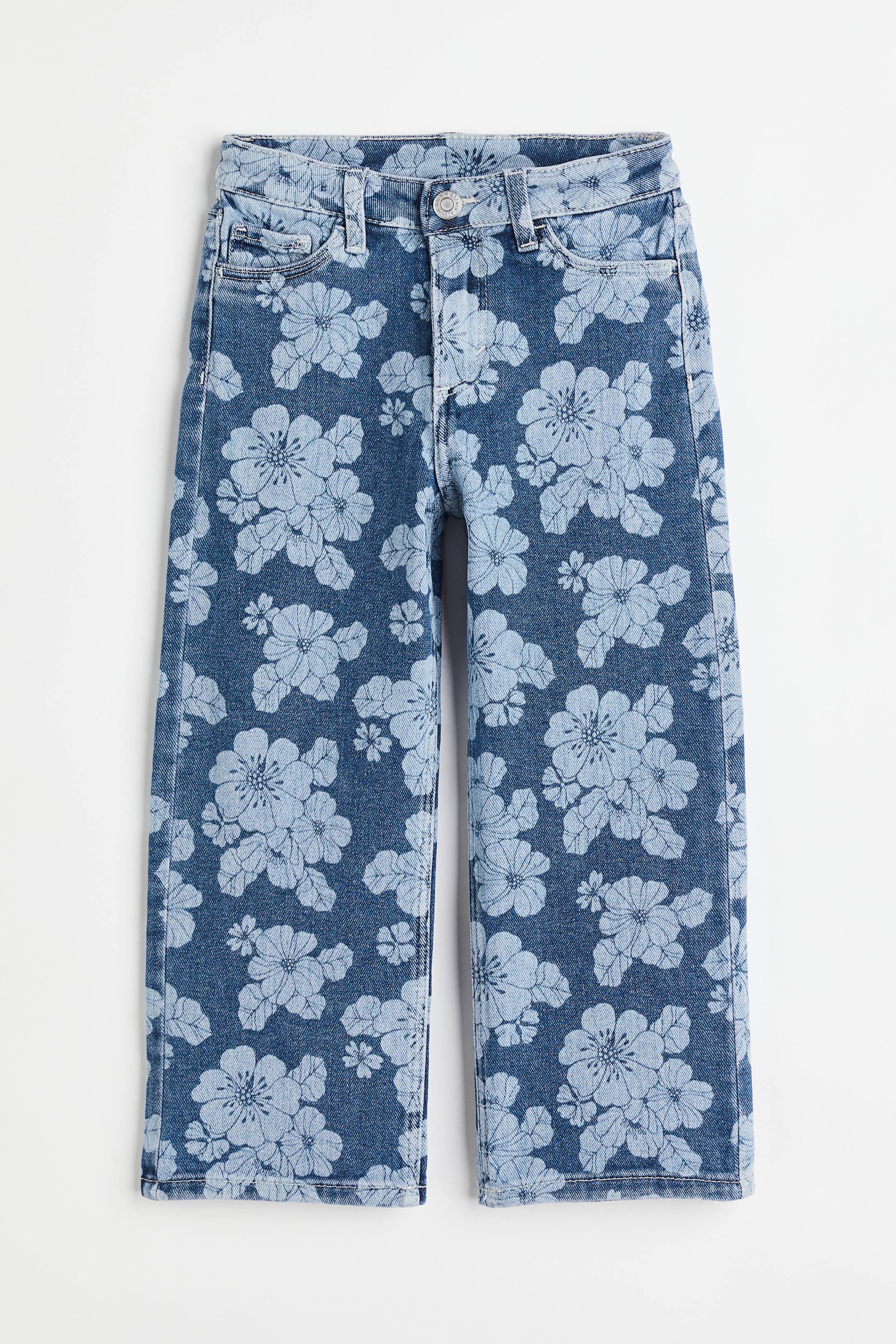 Xem ảnh lớn hơn: Comfort Stretch Wide Fit Jeans - Màu xanh denim/Hoa - Kids | H&M VN 1