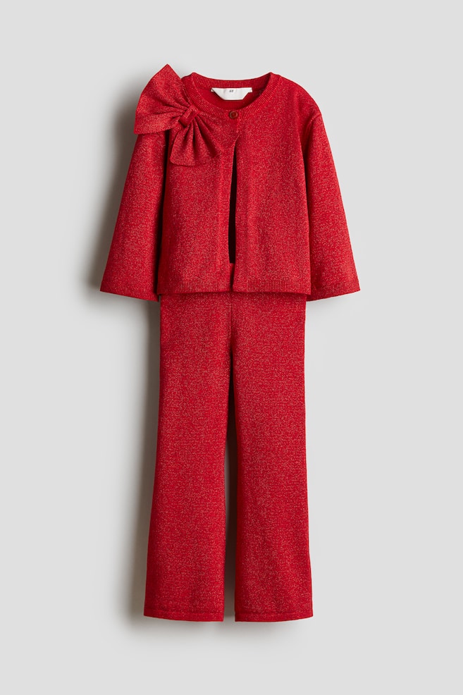 2-piece bow-detail set - Red/Black - 1