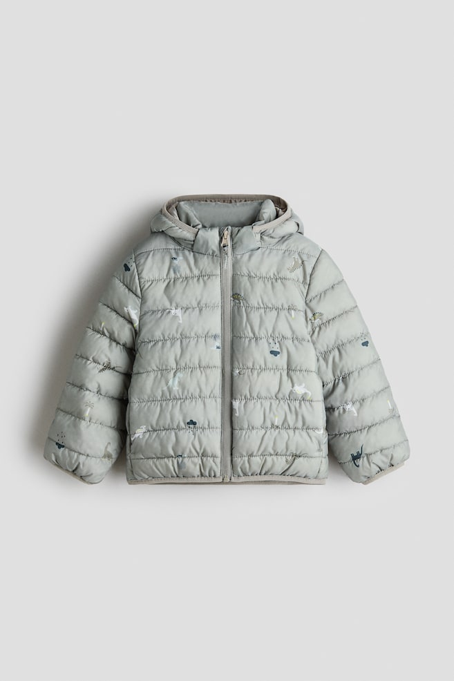 Water-repellent padded jacket - Light green/Dinosaurs/White/Floral/Light pink/Strawberries - 1