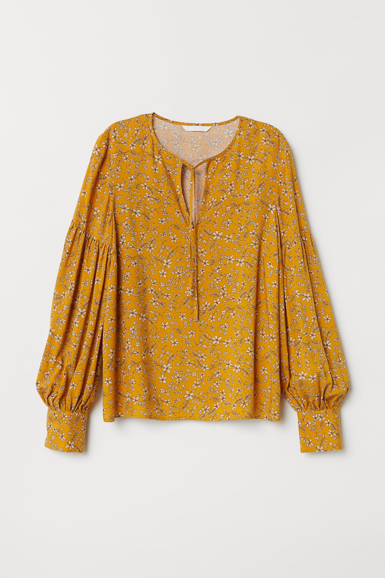 Patterned blouse - Long sleeve - Mustard yellow/Floral - Ladies | H&M GB