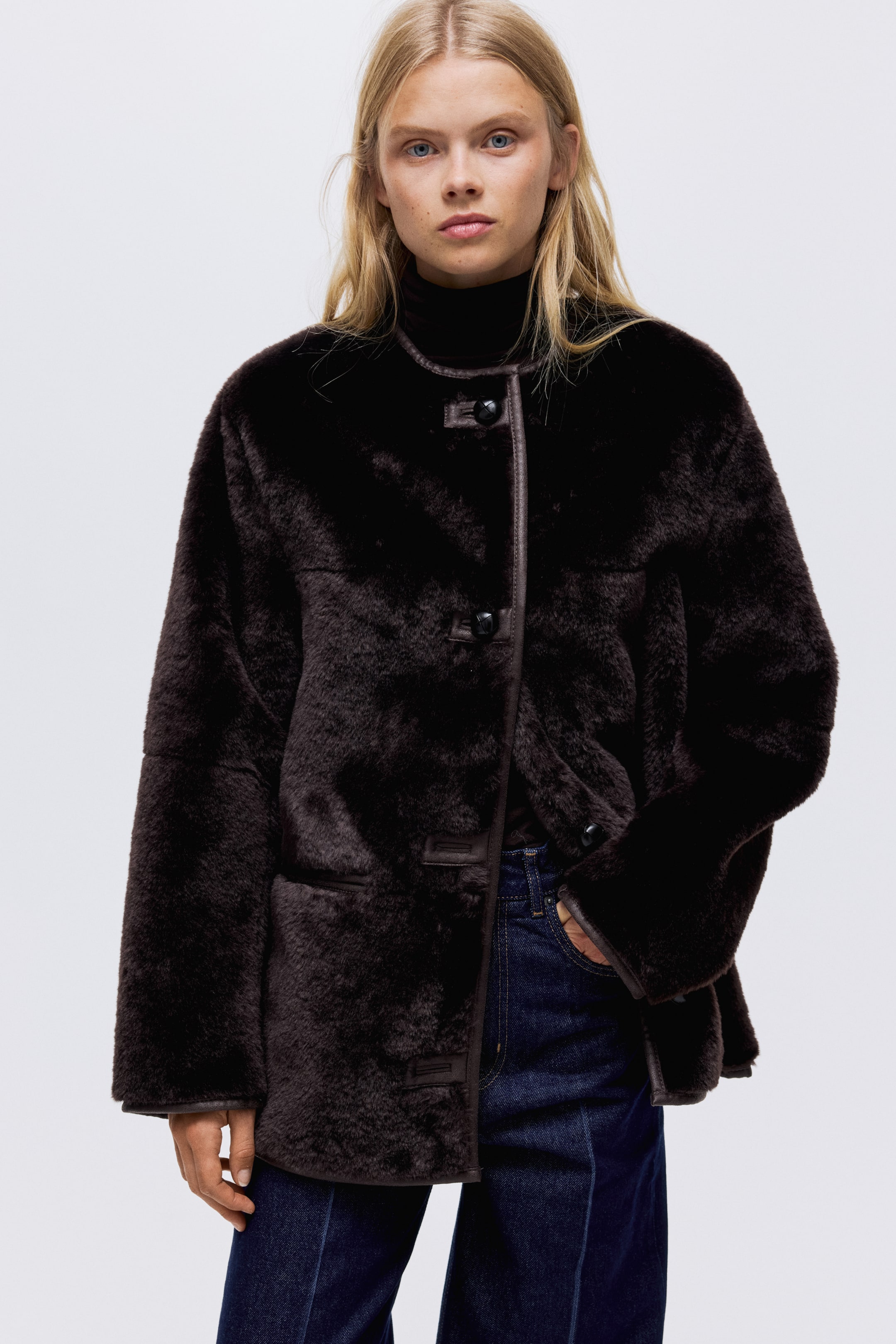 View larger image: Fluffy jacket - Dark brown - Ladies | H&M GB 5