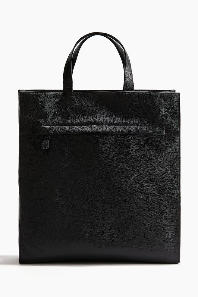 Leather Shopper - Black - 1