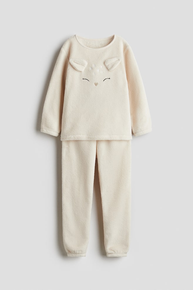 Appliquéd pile pyjamas - Cream/Deer/Light pink/Bunny - 1