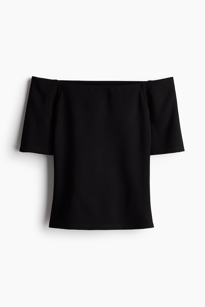 Off-the-shoulder jersey top - Black - 1