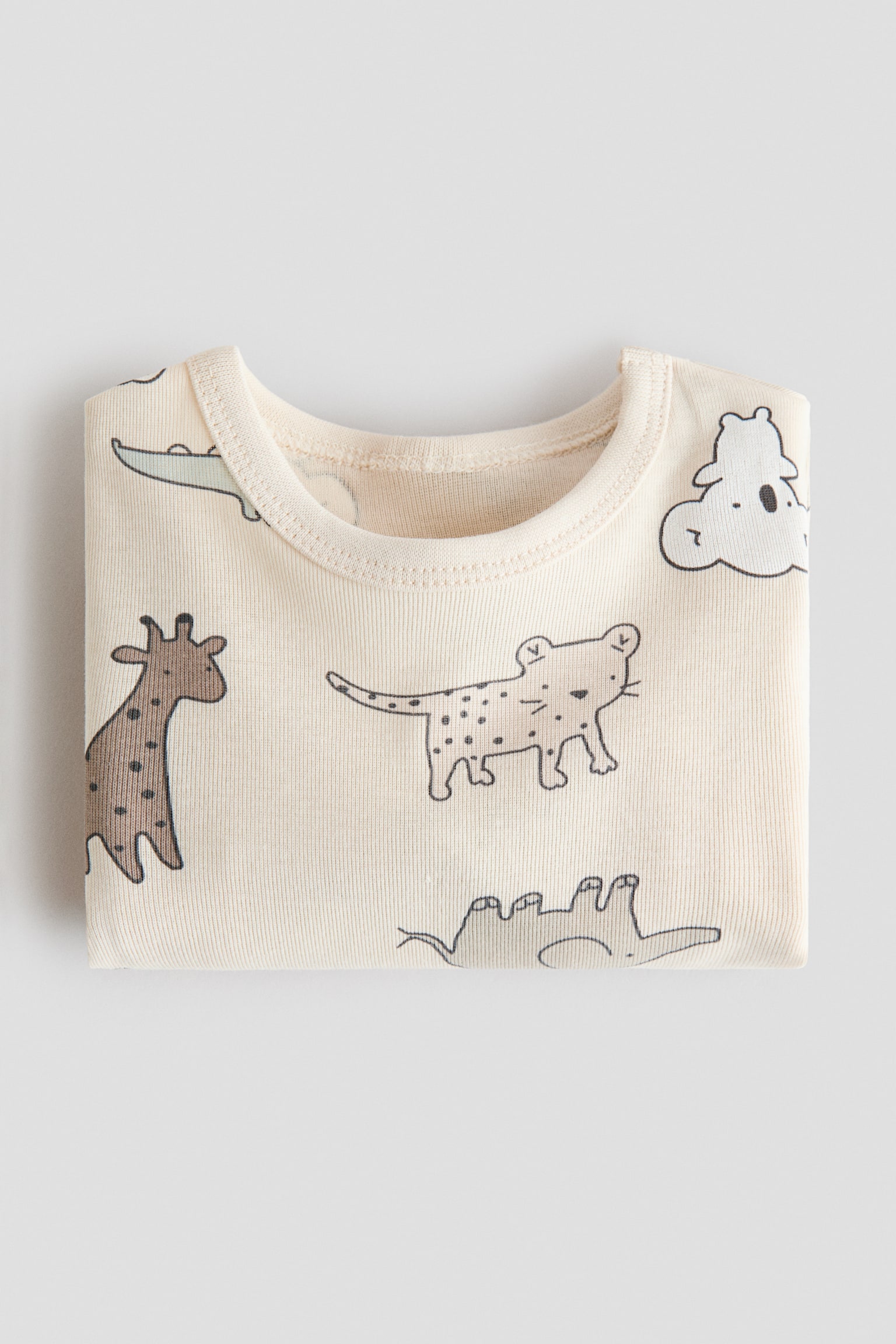 Nyomott mintás pamutbody - Világosbézs/állatok/Krémszínű/járművek/Krémszínű/dinoszauruszok/Krémszínű/cseresznyék/Sötétszürke/szívek/Világos rózsaszín/virágos - 2