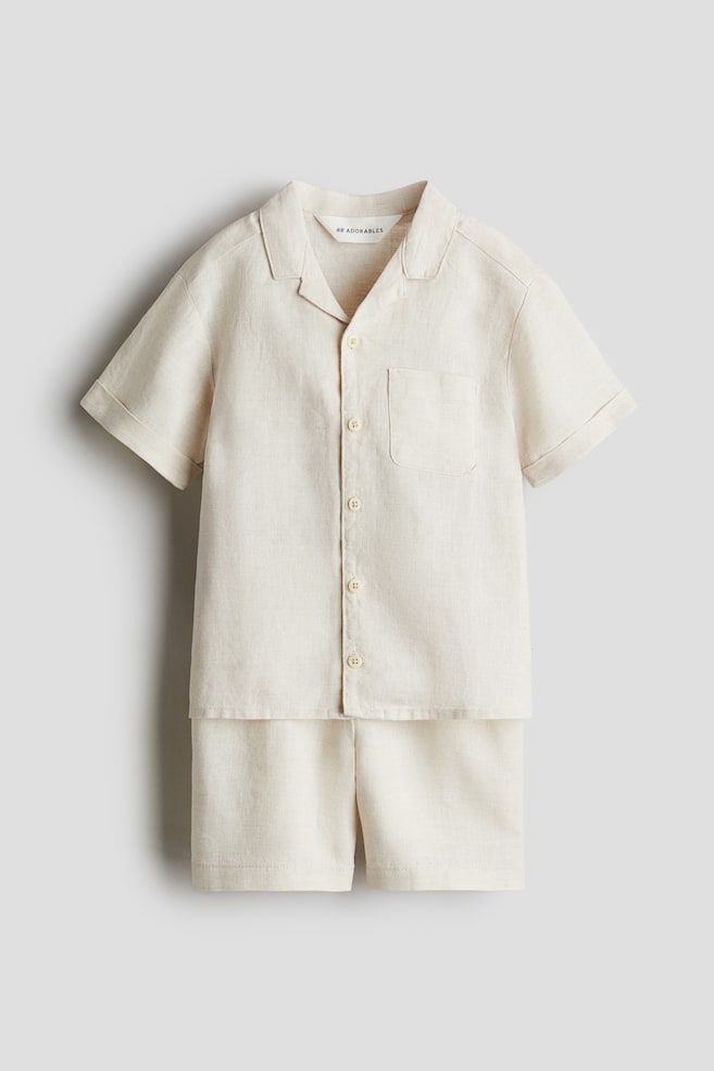 2-piece linen set - Light beige - 1