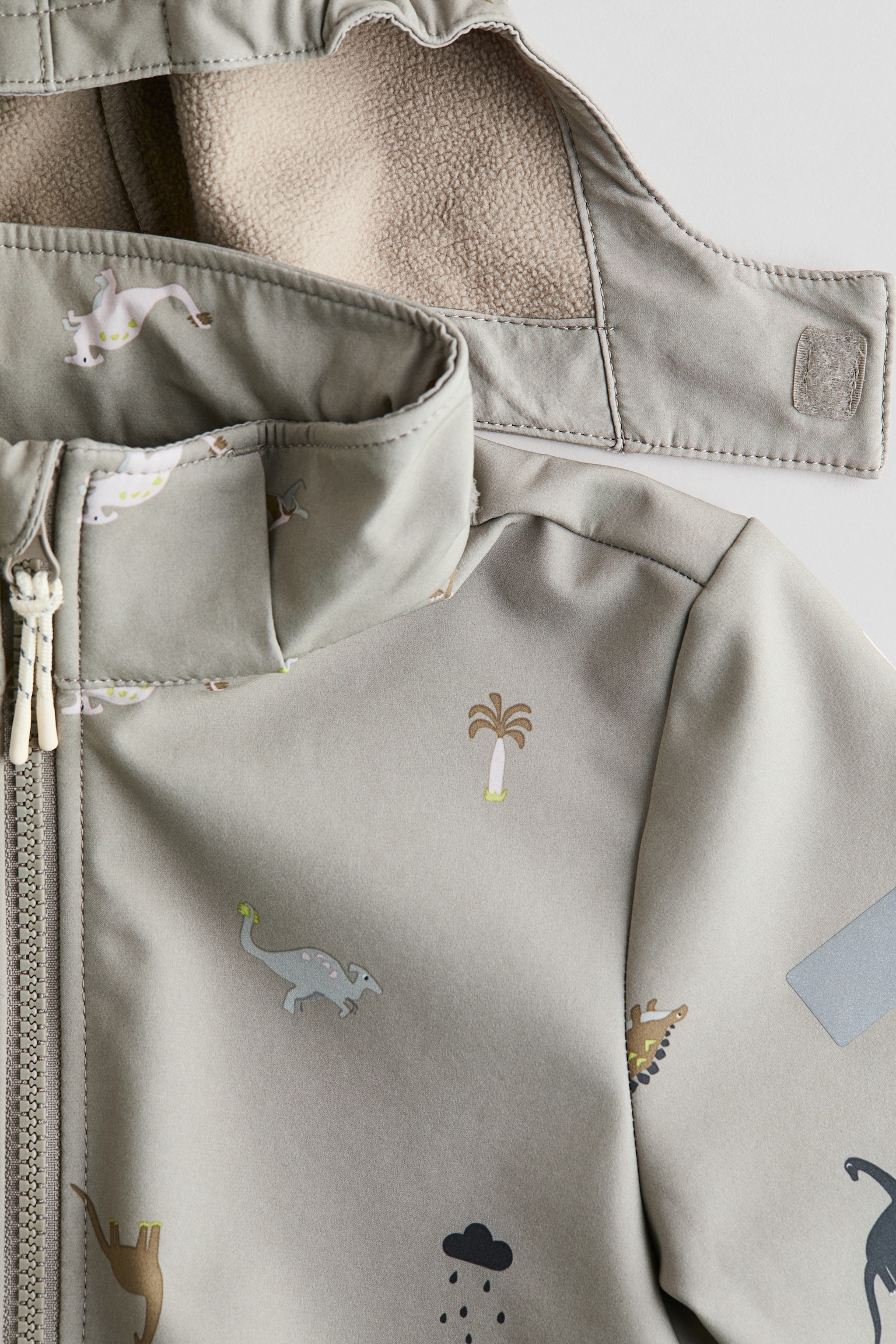 Water-resistant softshell jacket - Greige/Dinosaurs/Light pink/Strawberries/Pink/Floral - 3