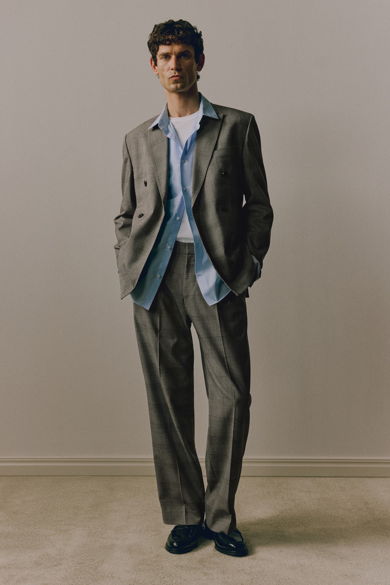 Men's Gray/houndstooth-patterned Regular-Fit Suit Pants