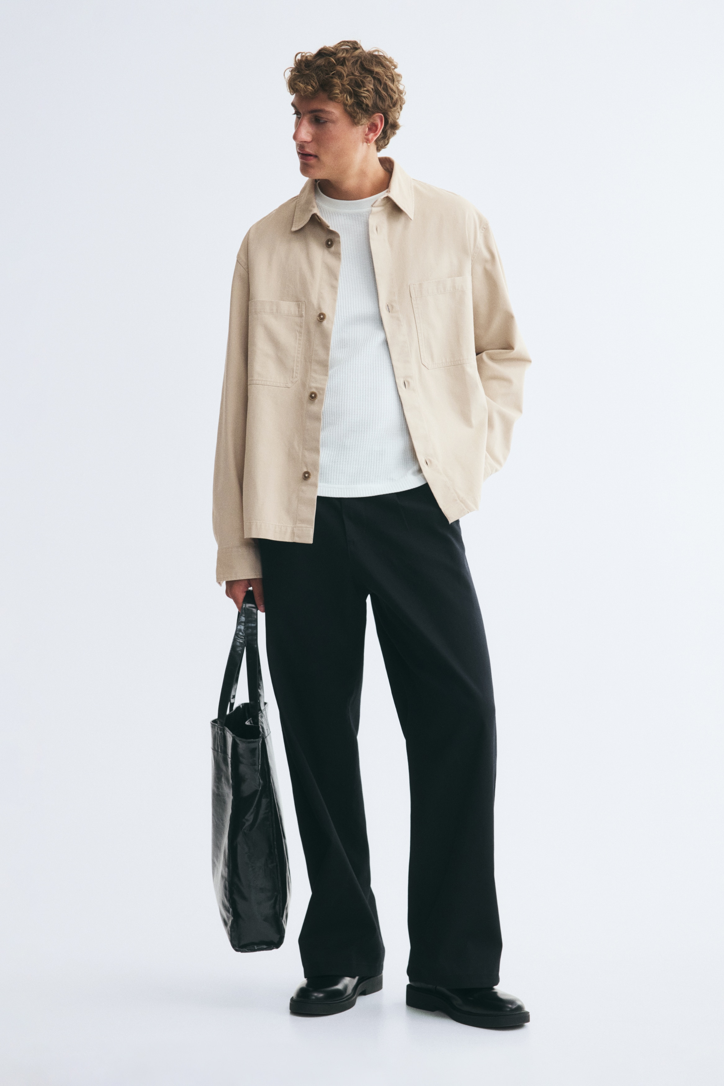 Cotton overshirt - Beige/Dark blue/Dark brown