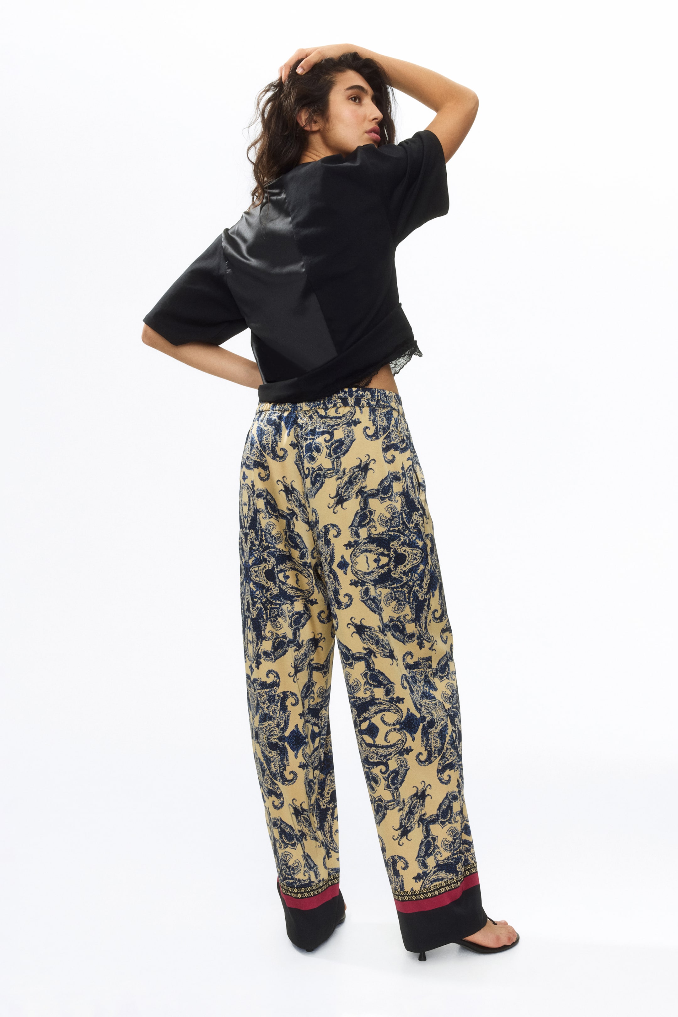 Pantalon à cordon jambes tonneau