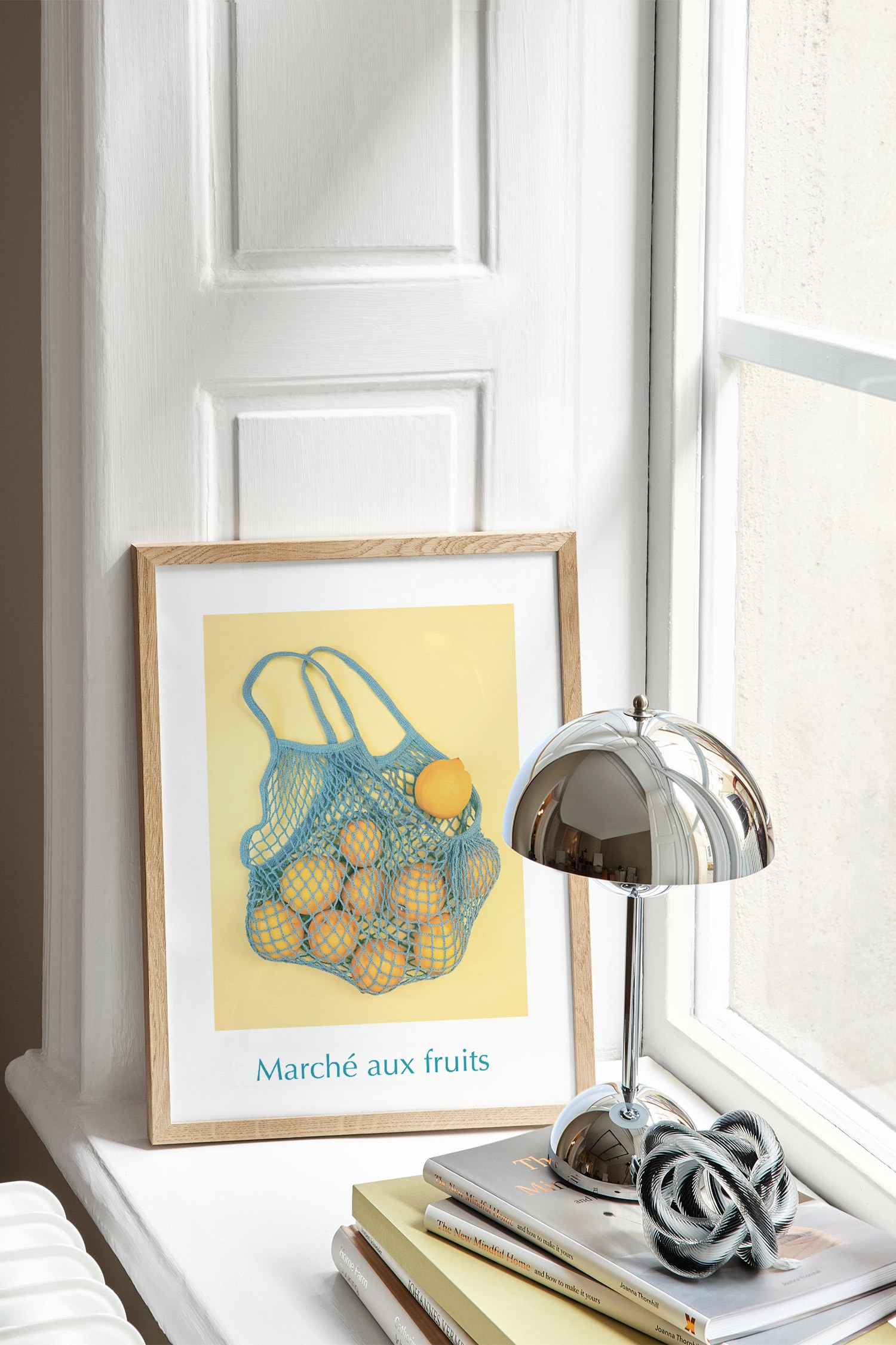 Lemons In A Net Bag Poster-Blå/gul