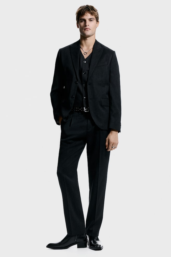 Regular-Fit Suit Pants - Black melange/Gray/plaid - 2