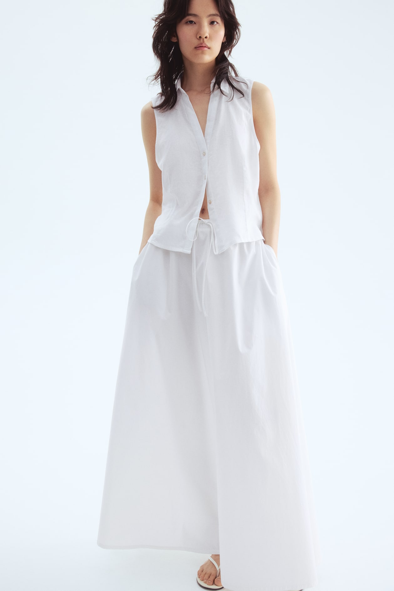 Linen-Blend Sleeveless Shirt - image 3