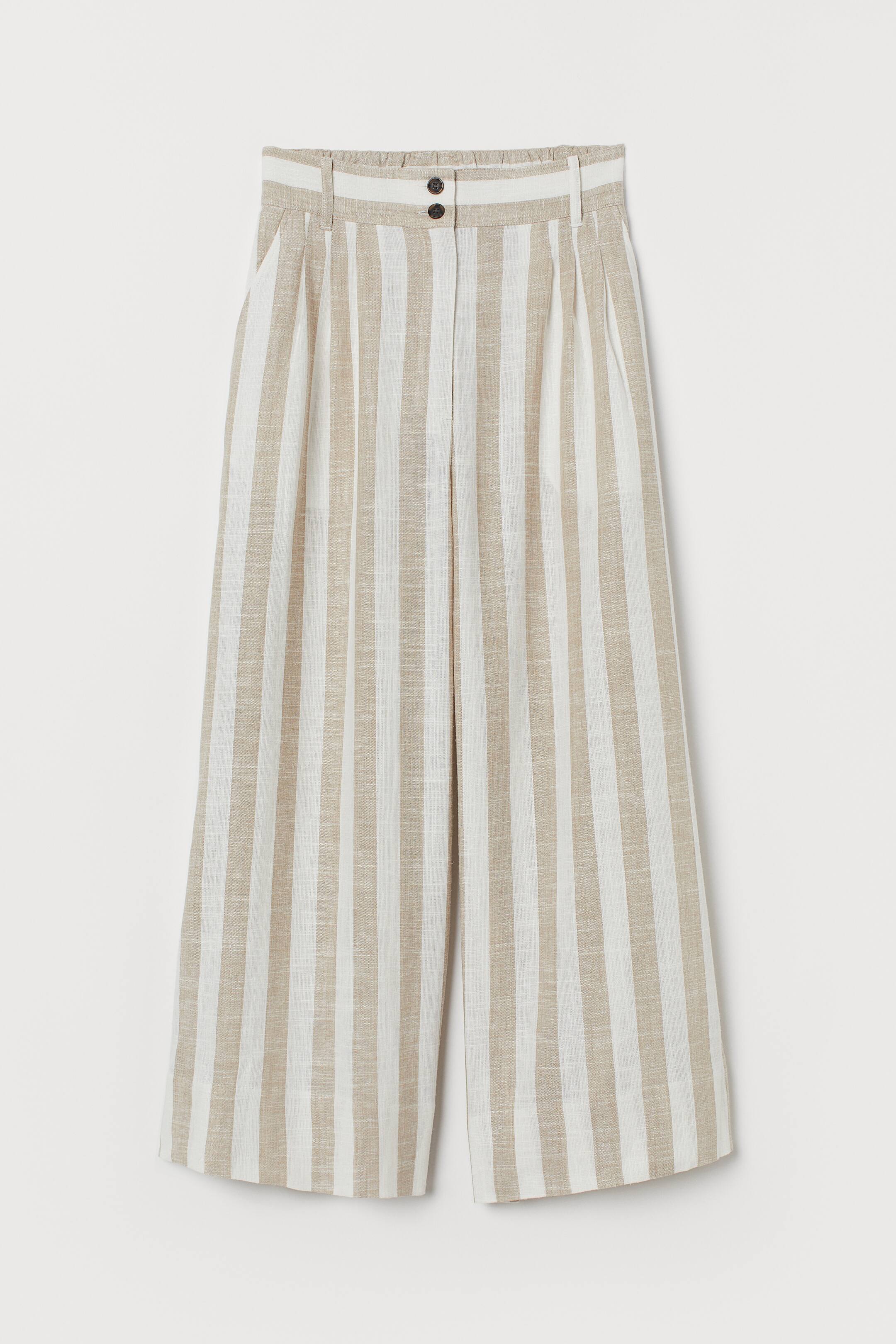 Größeres Bild ansehen: Weite Hose - Hellbeige/Weiß gestreift - Ladies | H&M DE 1