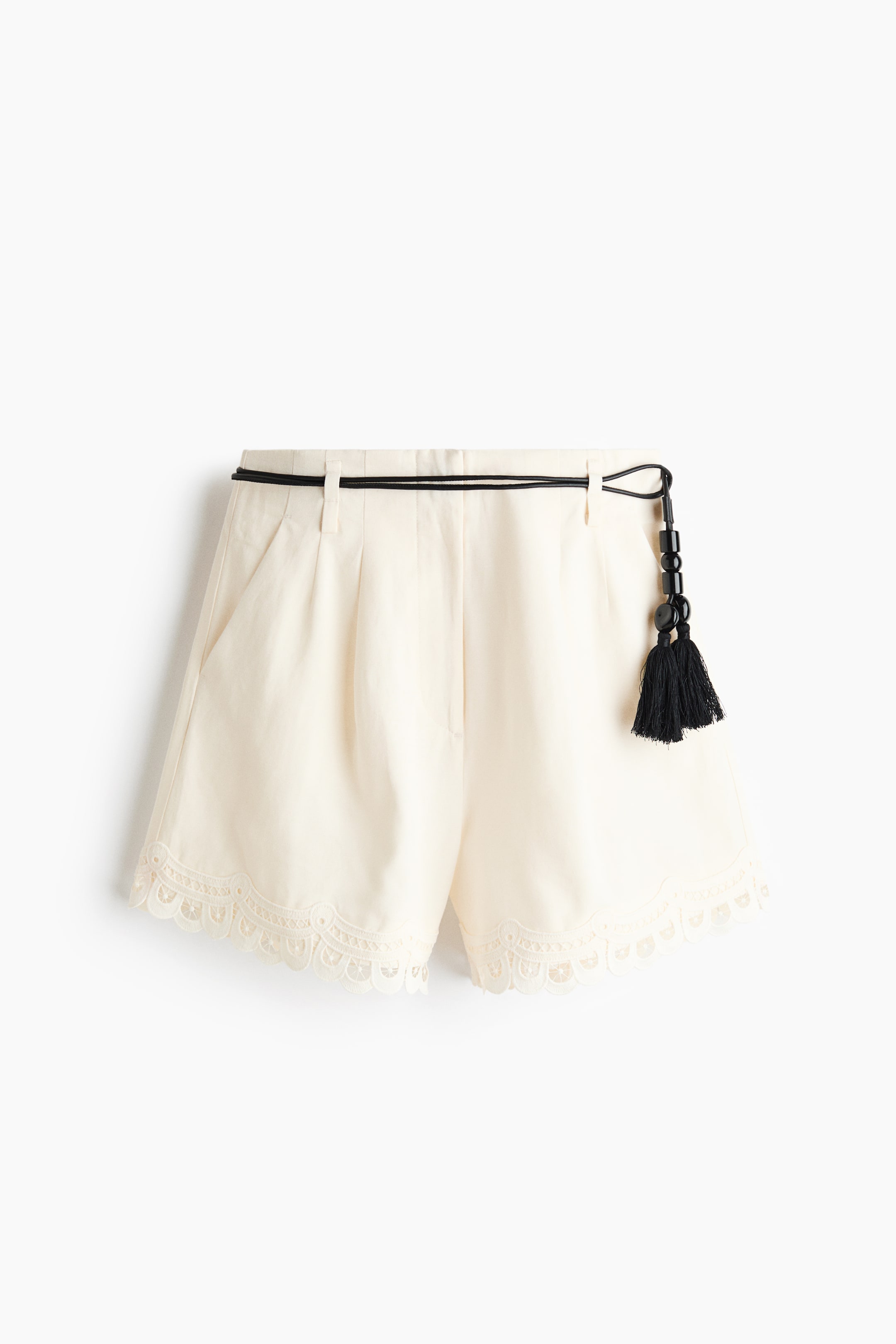 Belted Linen-Blend Shorts