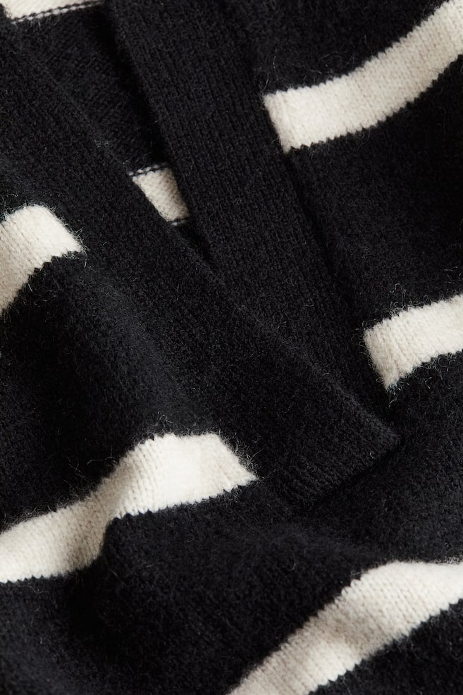Fine-knit collared jumper - Black/Striped/Light beige marl/Light beige/Striped/Dark grey - 4