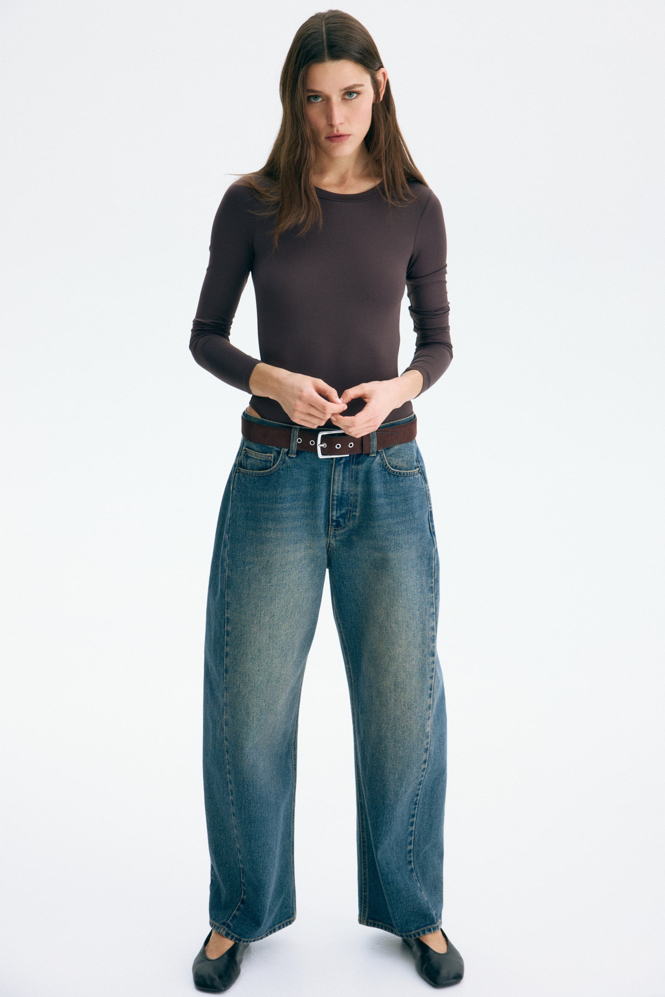 查看大圖: 長袖極細纖維緊身連身衣 - 松露灰 - Ladies | H&M 1