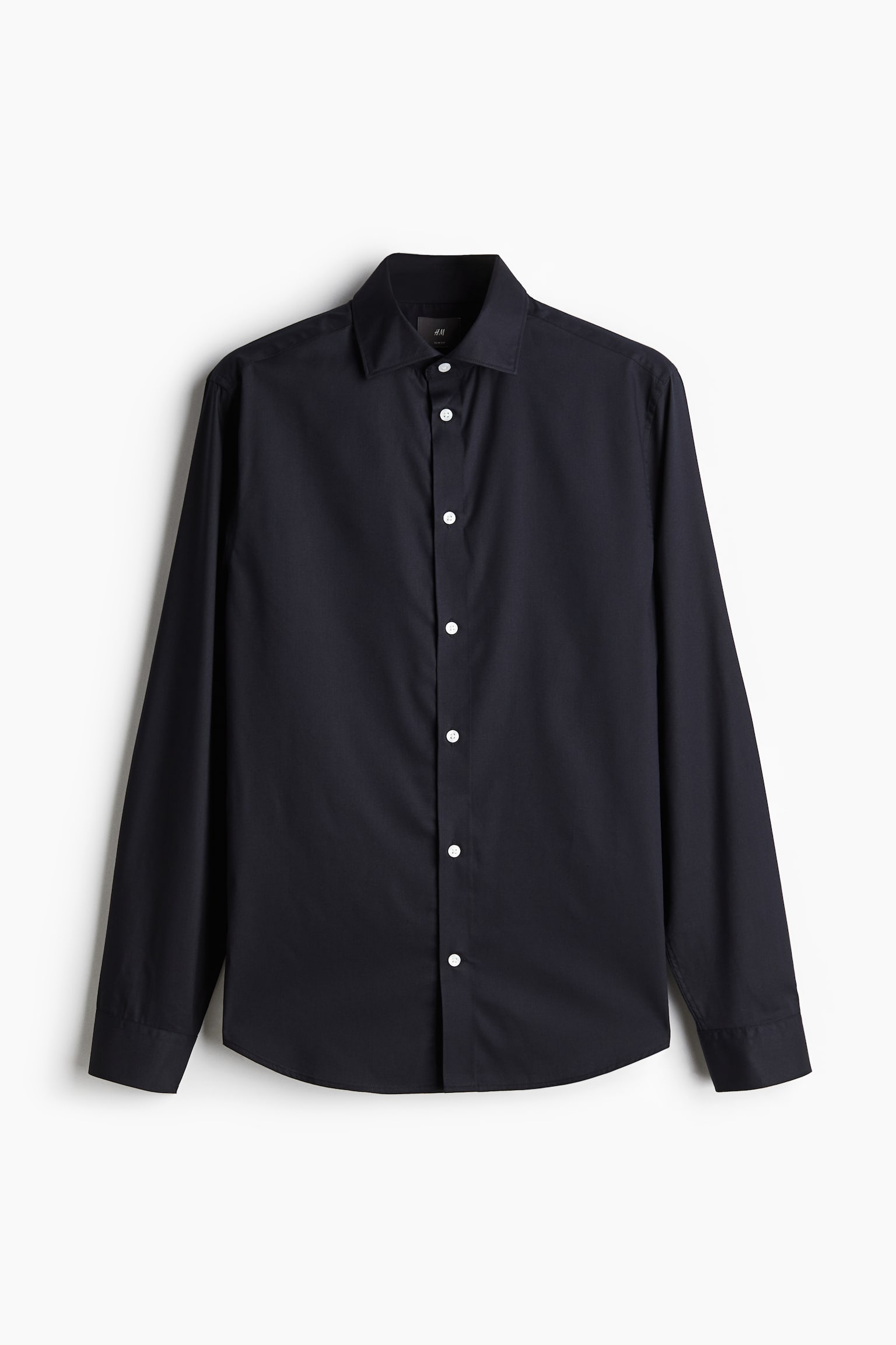 Slim Fit Easy-iron shirt - Navy blue/White - 2