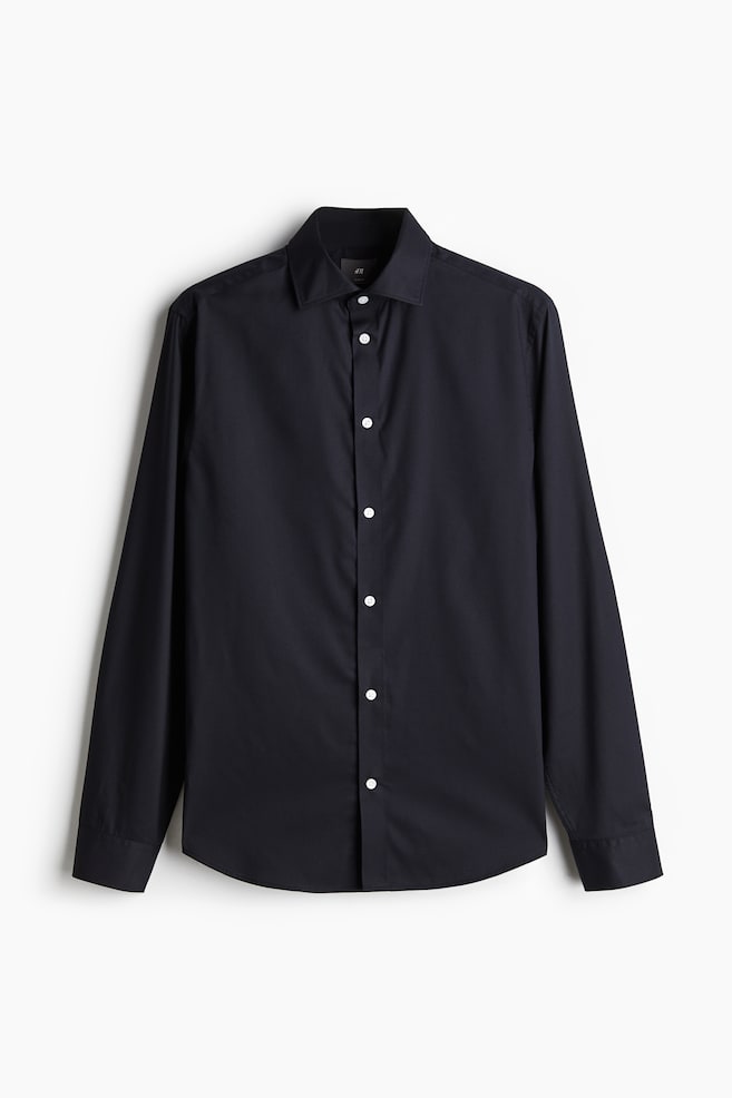 Slim Fit Easy-iron shirt - Navy blue - 1