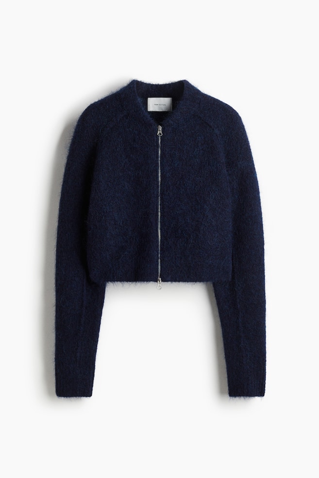 Cárdigan en mezcla de mohair con cremallera - Azul marino/Marrón oscuro/Beige claro - 1