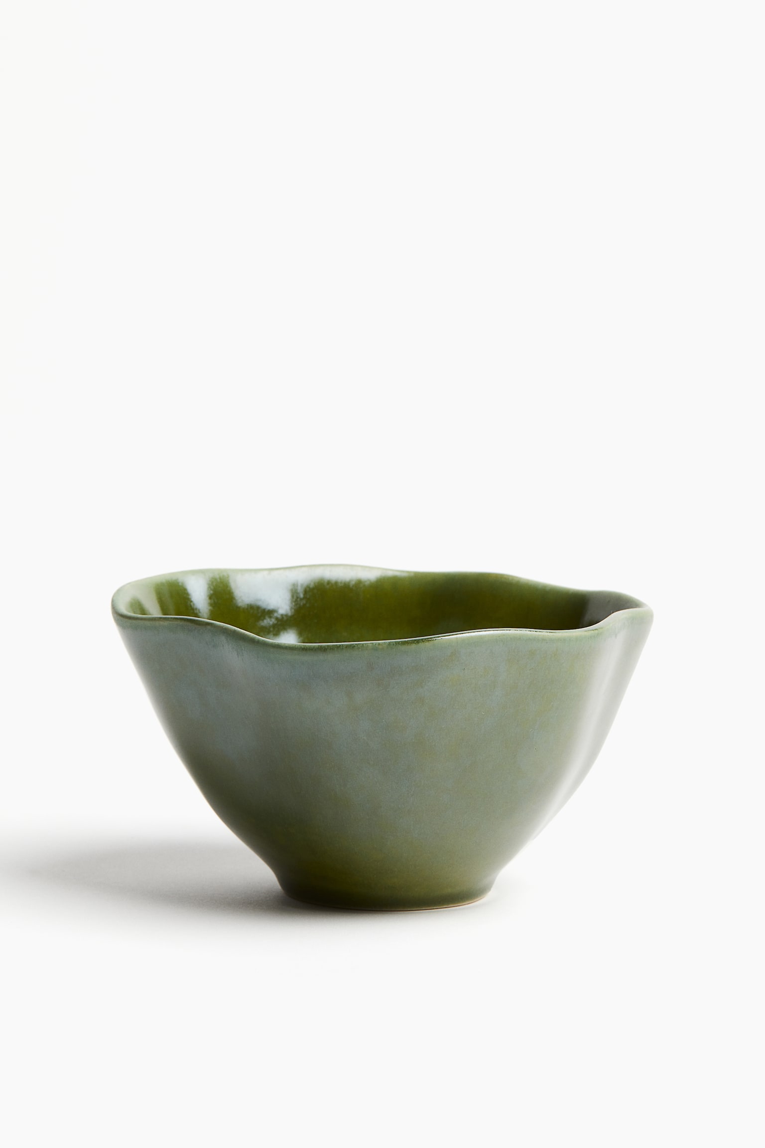 Glazed stoneware bowl - Green/White - 1