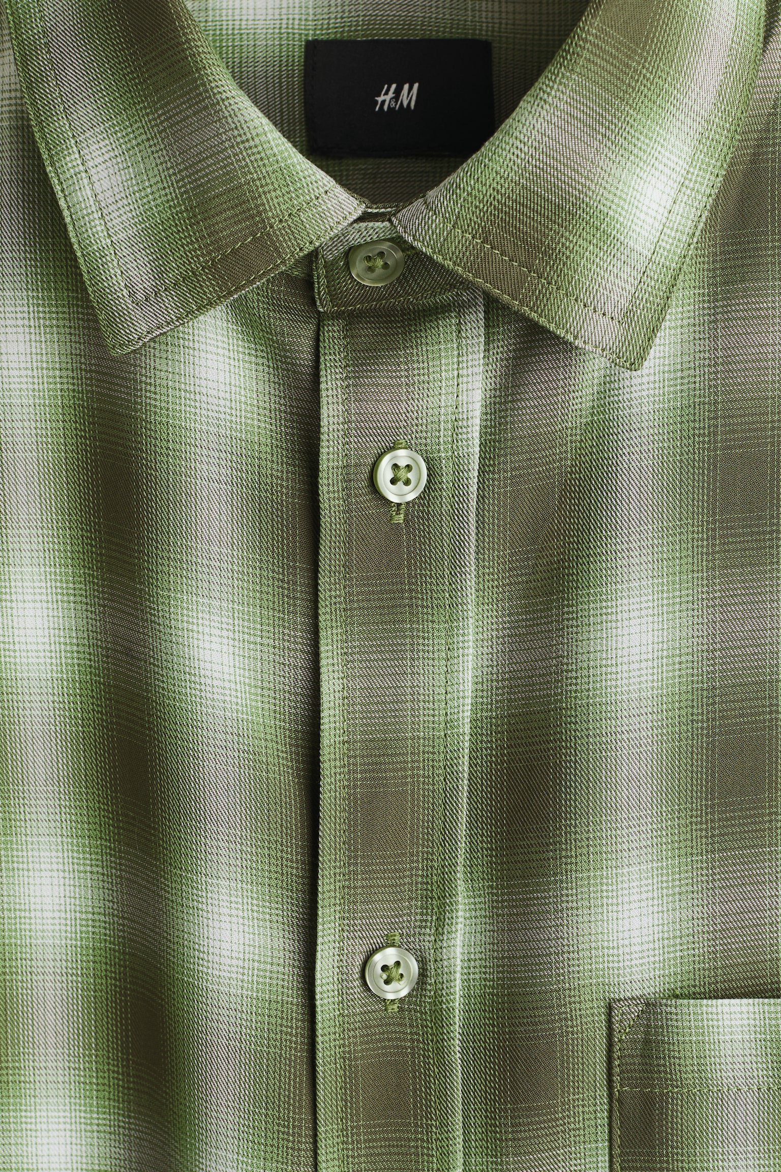 חולצה Relaxed Fit - Khaki green/Checked - 4
