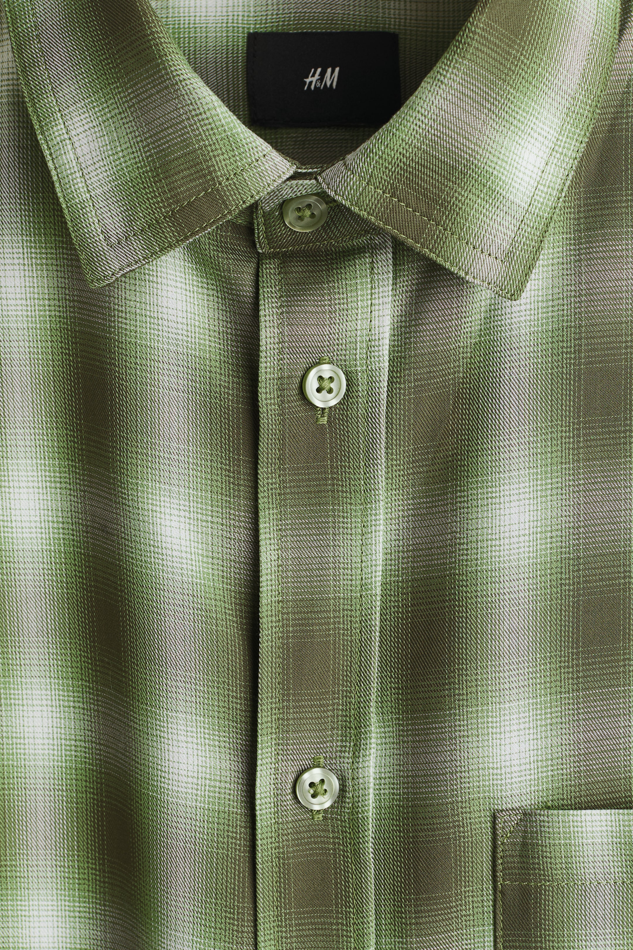 View larger image: Relaxed-Fit Shirt - Khaki green/Checked - Men | H&M CA 6
