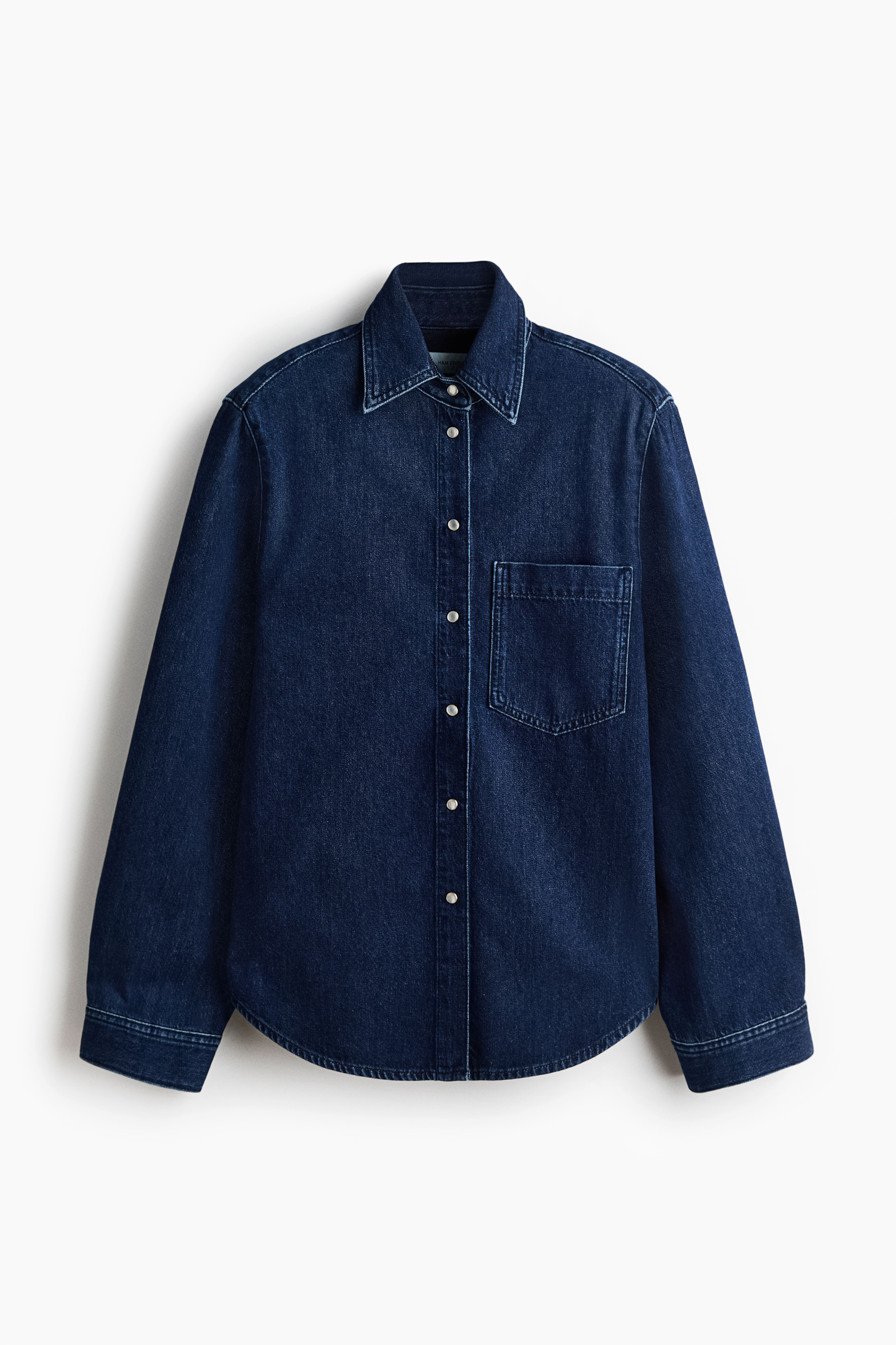 Denim Shirt with Shoulder Pads