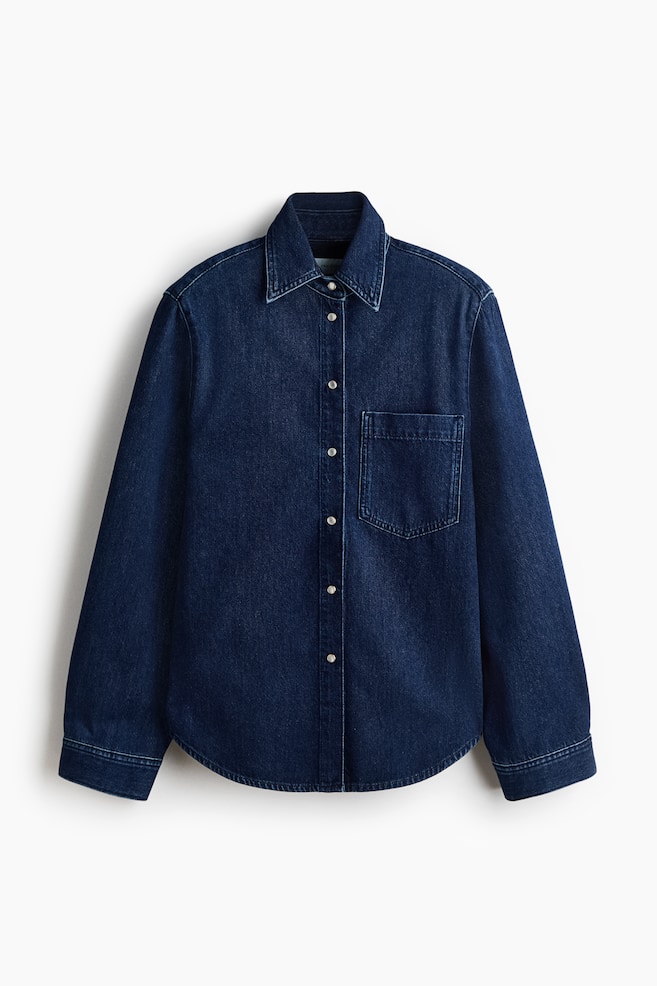Shoulder-pad denim shirt - Denim blue - 1