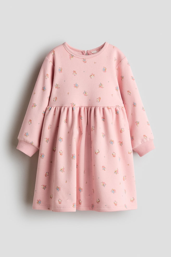Printed Sweatshirt Dress - Pink/floral - 1