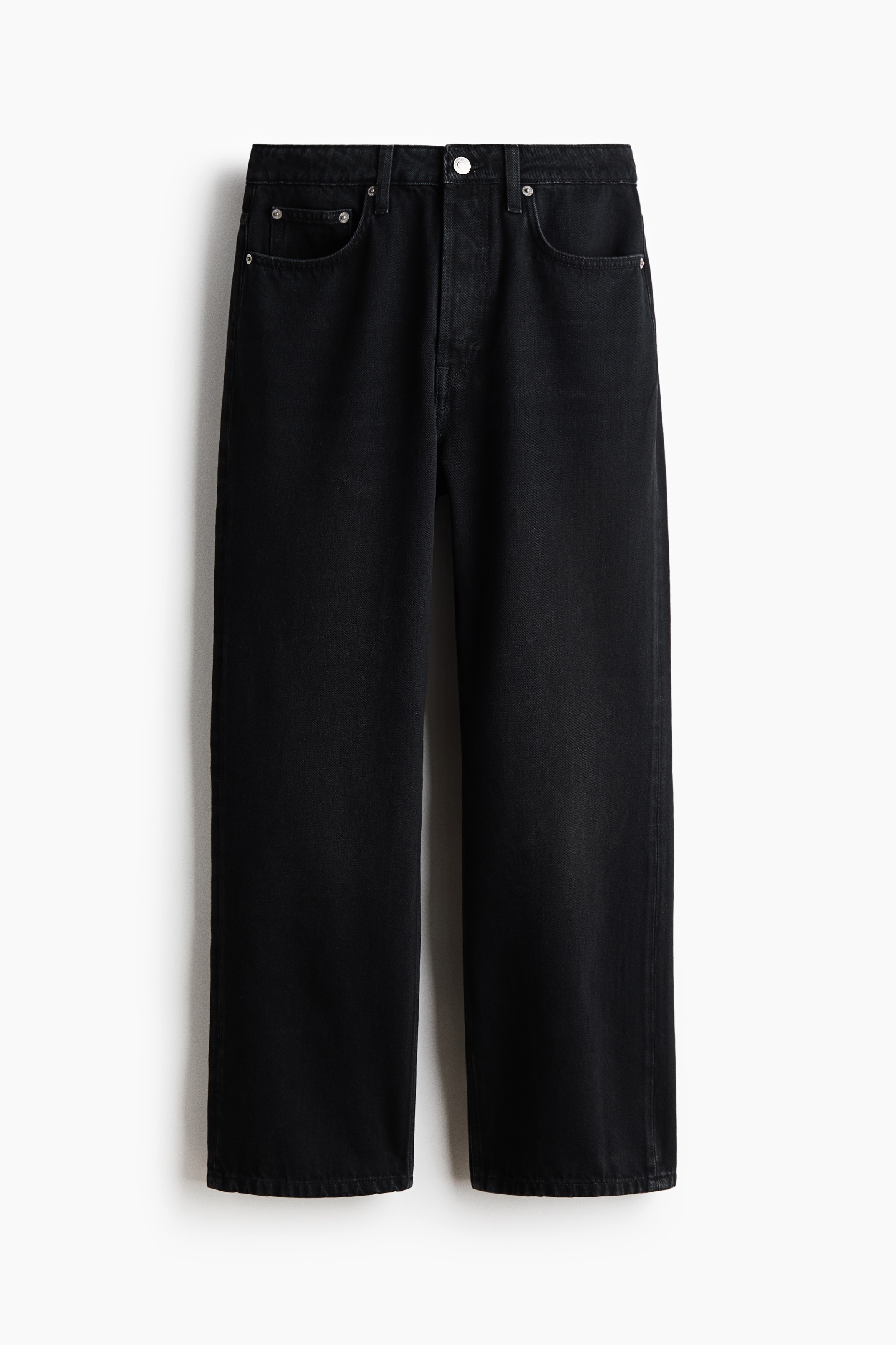 Straight High Waist Ankle Jeans - Noir délavé/Bleu denim/Beige