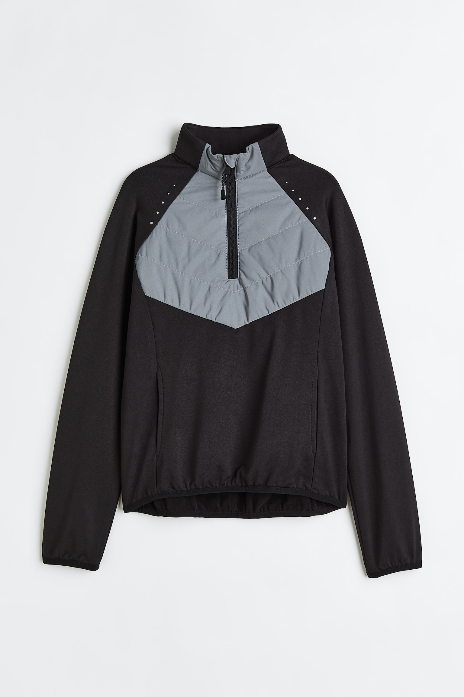 Reflective zip-top sports top - Black/Reflective - 1