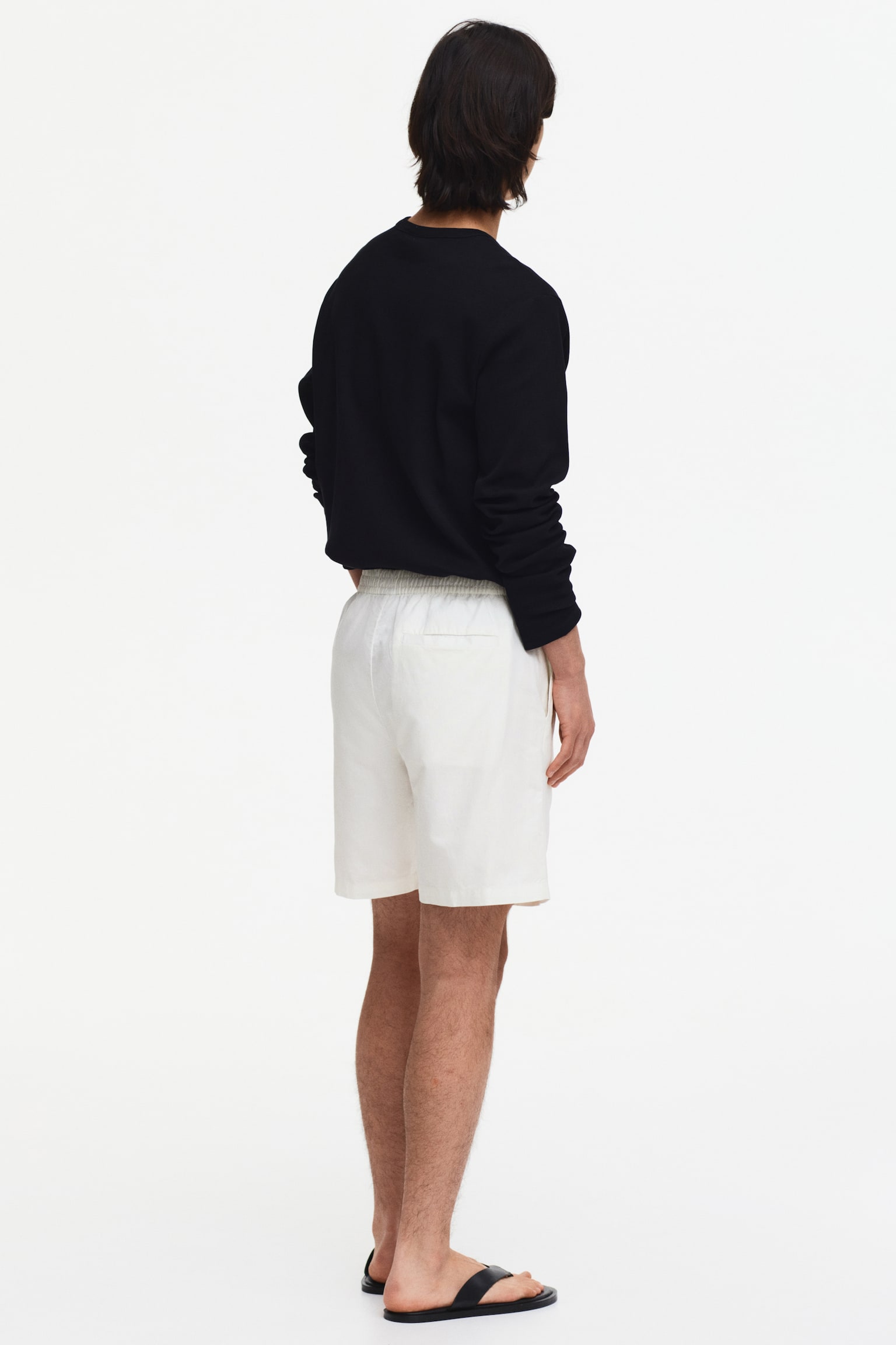Short Regular Fit en lin mélangé - Blanc/Crème/Noir/Marron foncé/Vert kaki - 6
