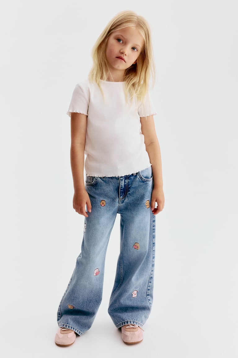 Printed Wide Leg Jeans