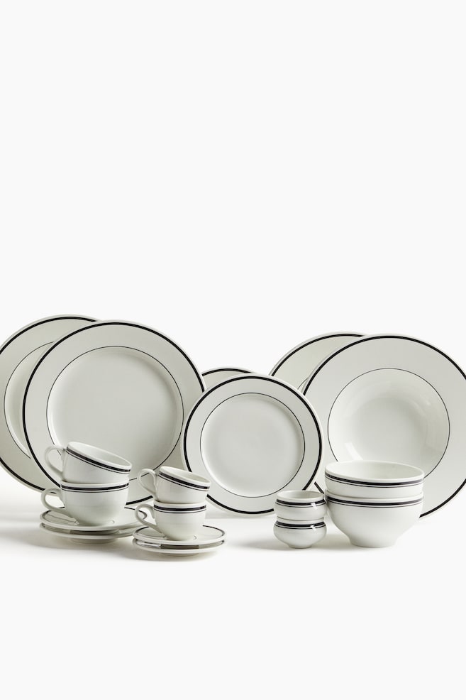 Pack de 2 tigelas pequenas em porcelana-Branco/Preto - 4