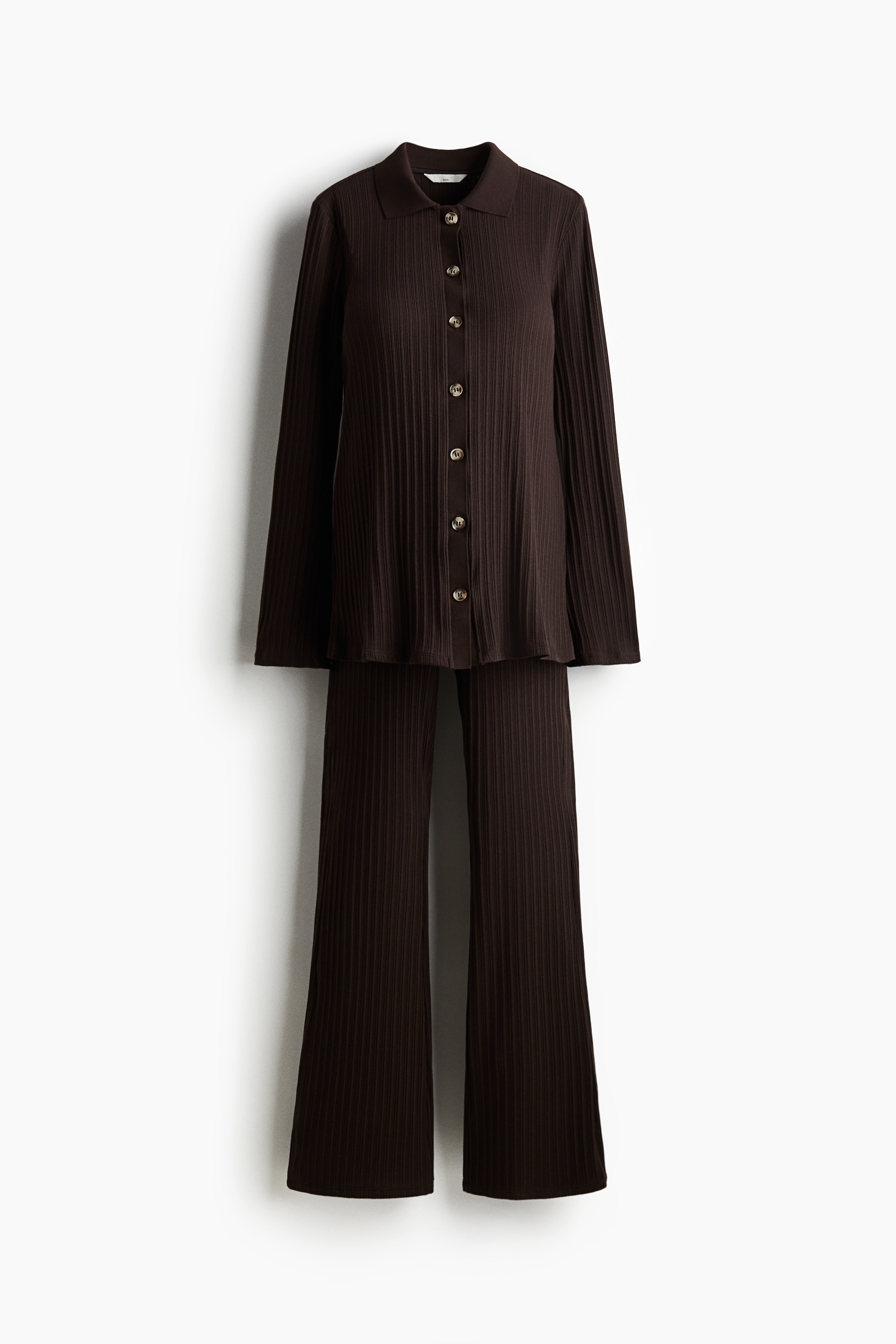 MAMA 2-piece Rib Set - Dark brown/Light beige