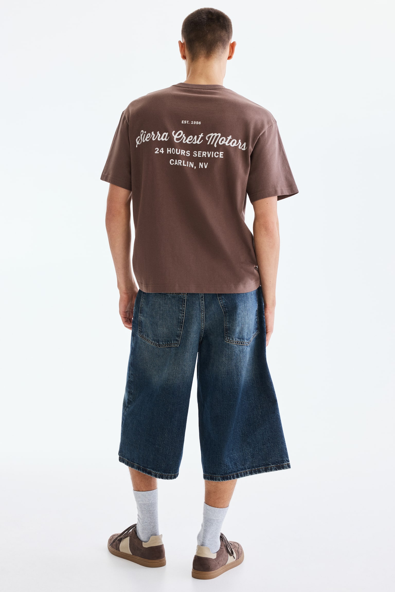 Loose Fit Printed T-shirt-Brown/Sierra Crest Motors - 3