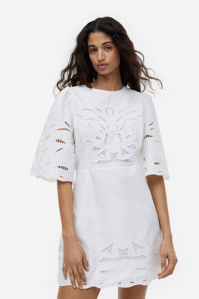 Broderie anglaise dress - White - 1