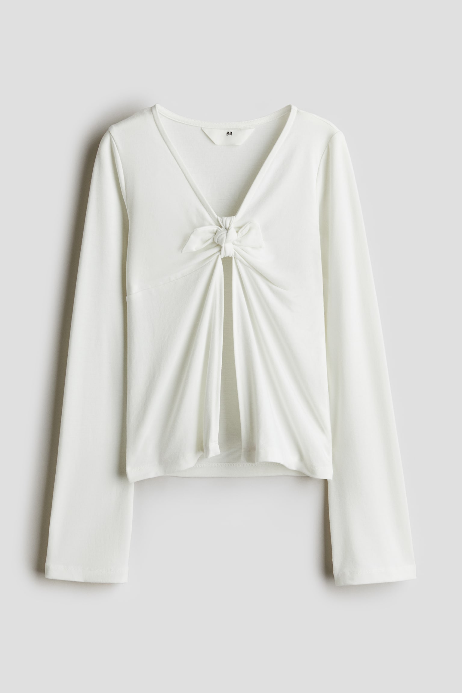 Tie-detail cardigan - White/Pale pink - 1