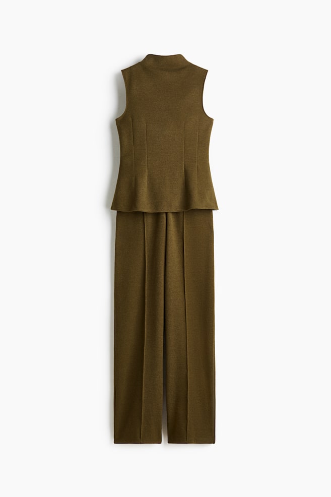 Set 2 pezzi in maglia - Verde oliva/Beige scuro - 1