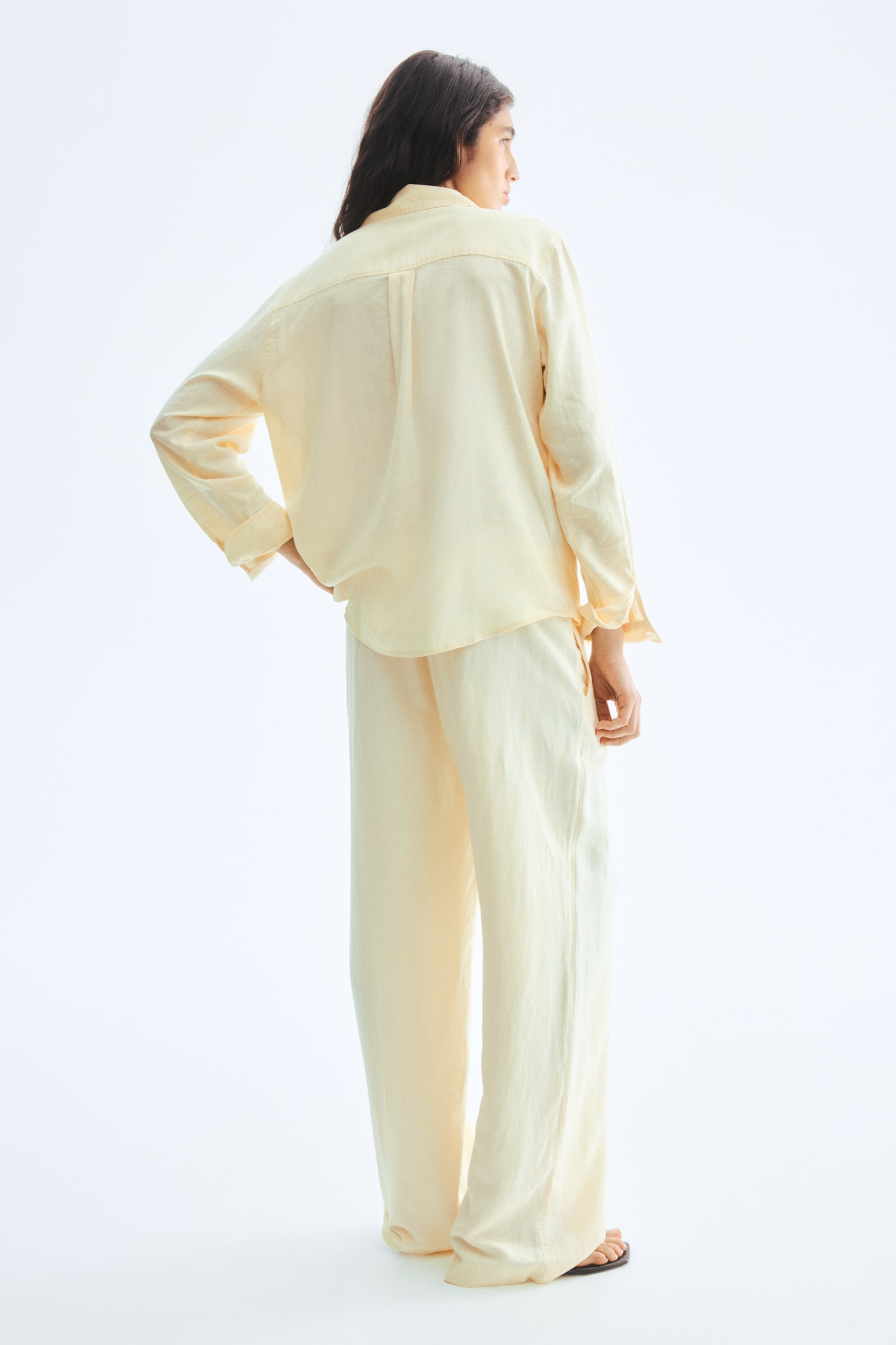 Linen-blend shirt - Light yellow/White/Light blue/Cream/Striped/Olive green/Dark red - 3