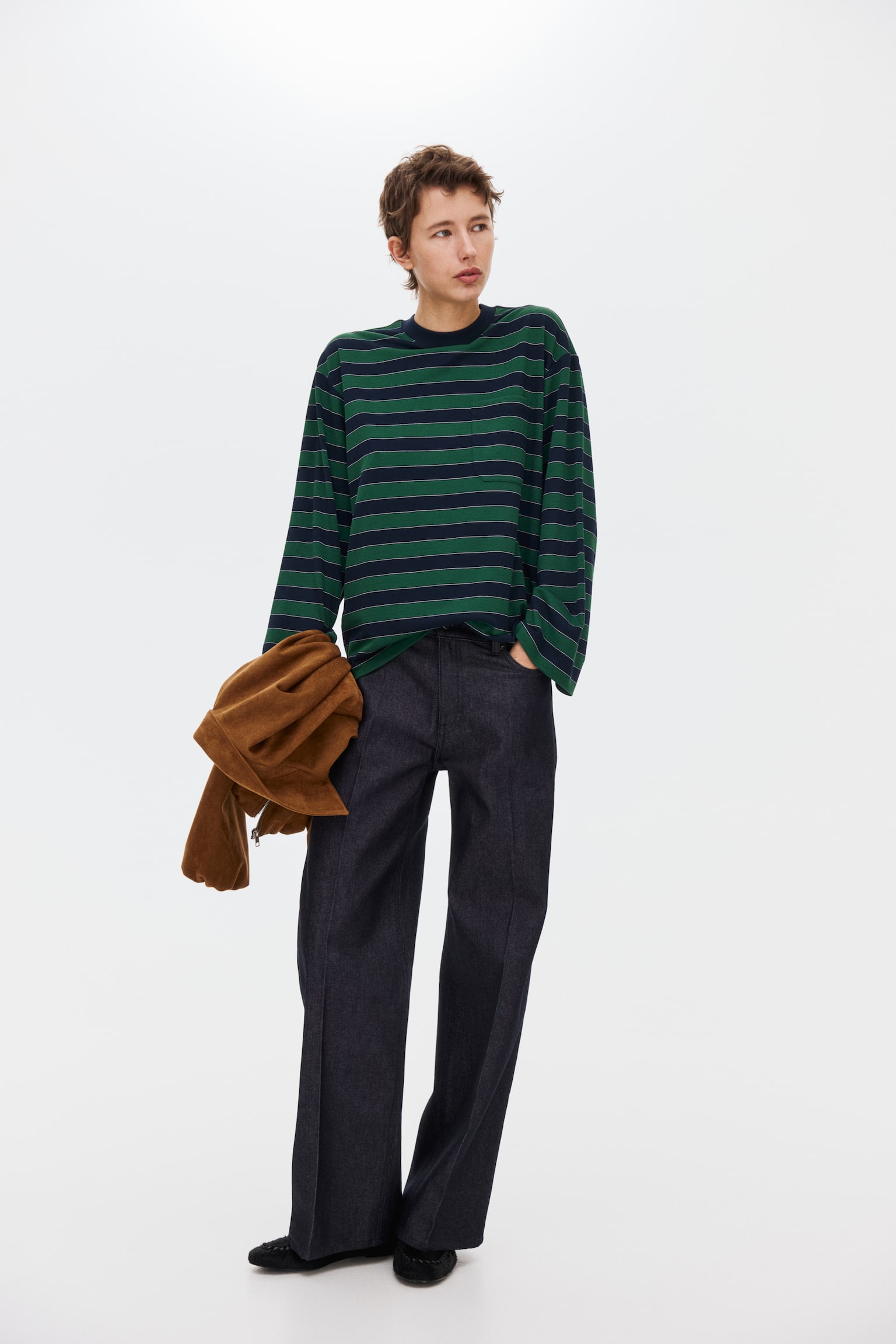 Pocket-detail top - Navy blue/Striped/Burgundy/Striped - 4