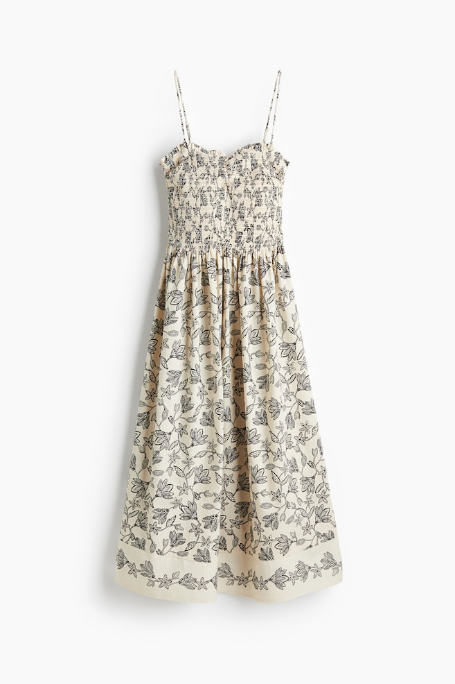 Vestido nido de abeja - Crema/Floral negro - 1