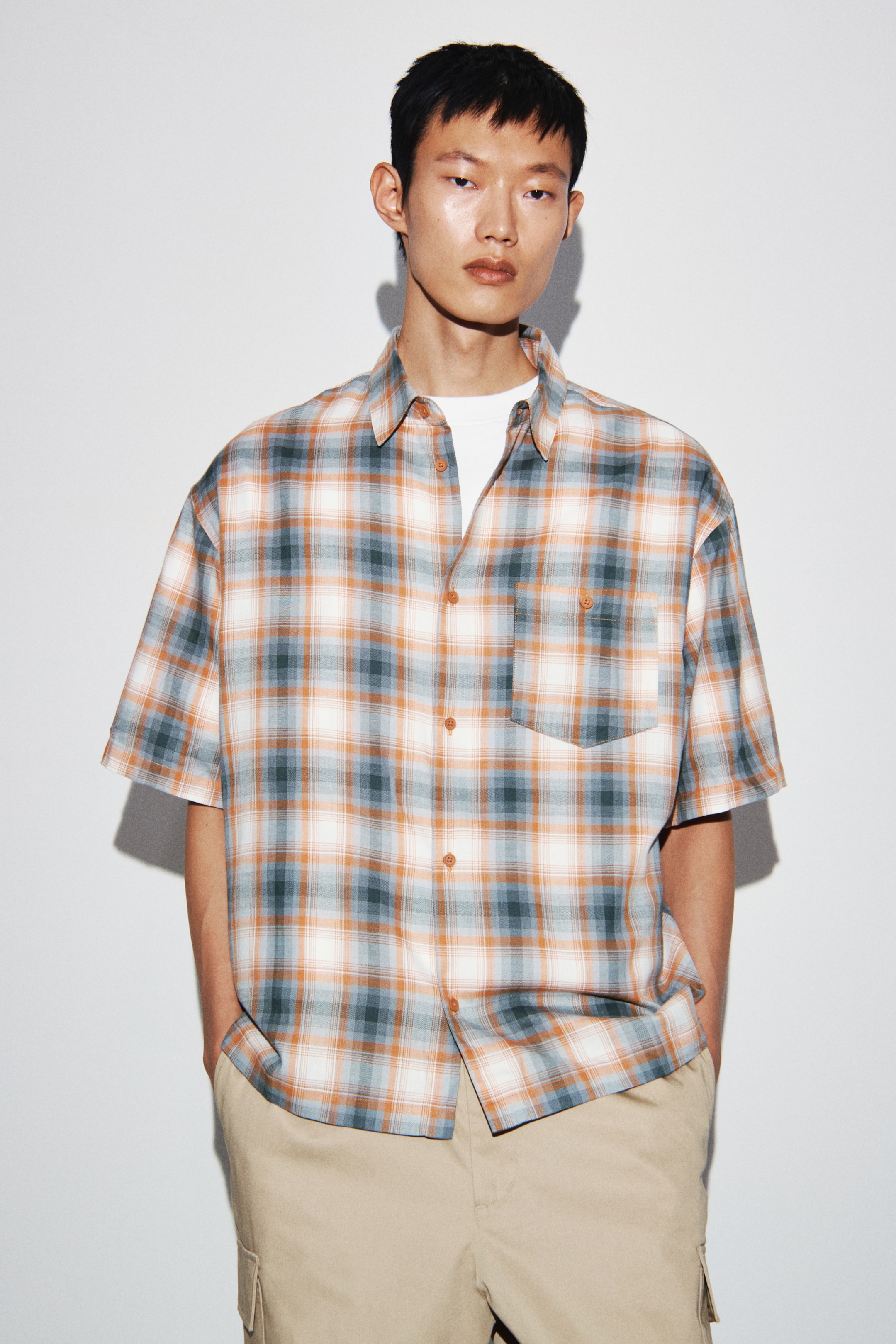 View larger image: Regular Fit Shirt - Dark grey/Checked - Men | H&M MY 1