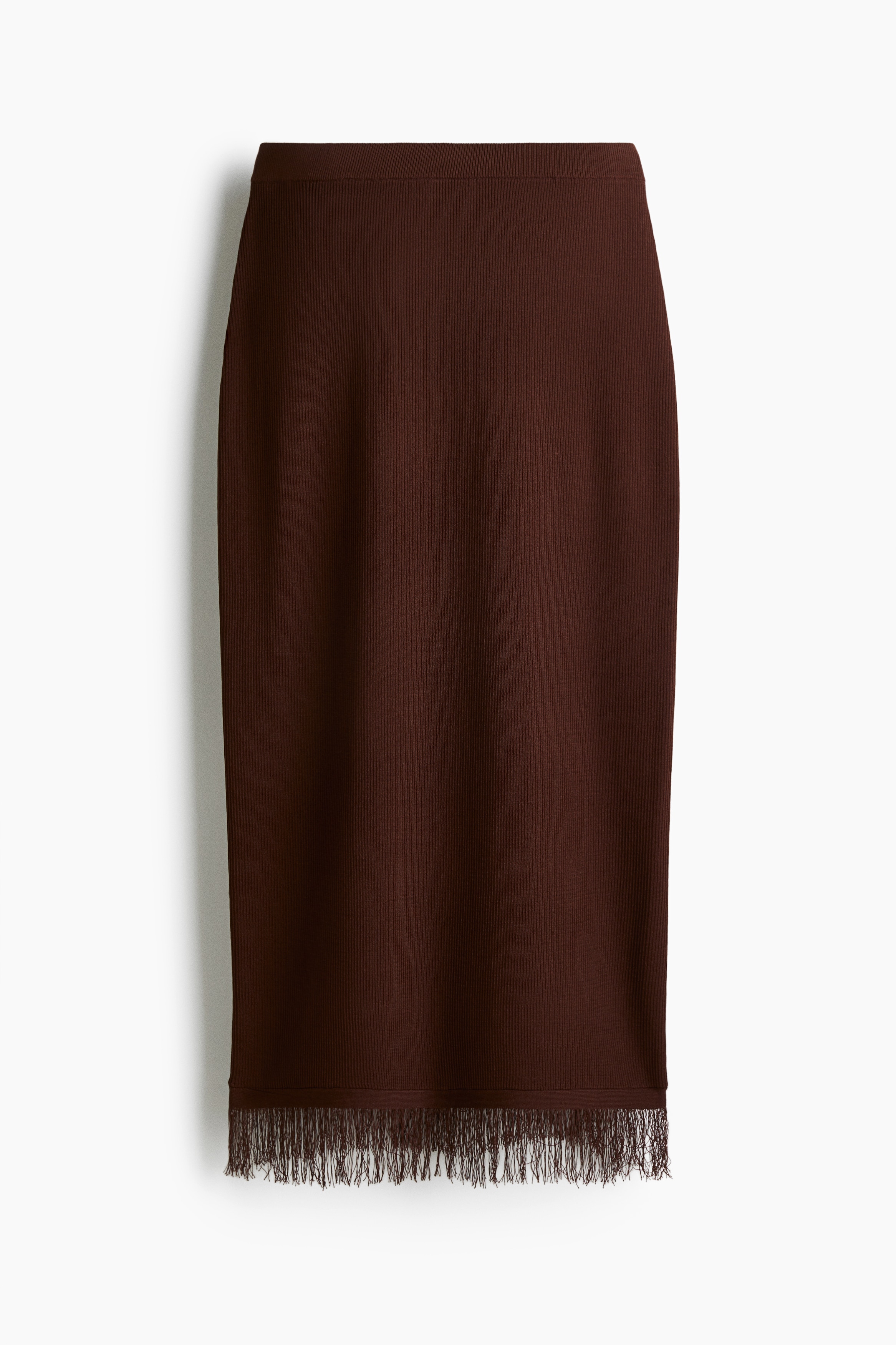 Püsküllü Etek - Koyu kahverengi/Beyaz