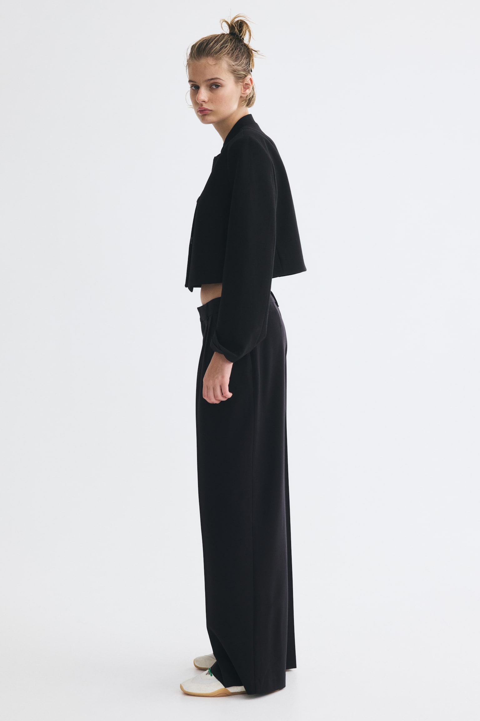 Женские брюки H&M Wide-Leg Dress Pants, цвет: Чёрный — фото 5