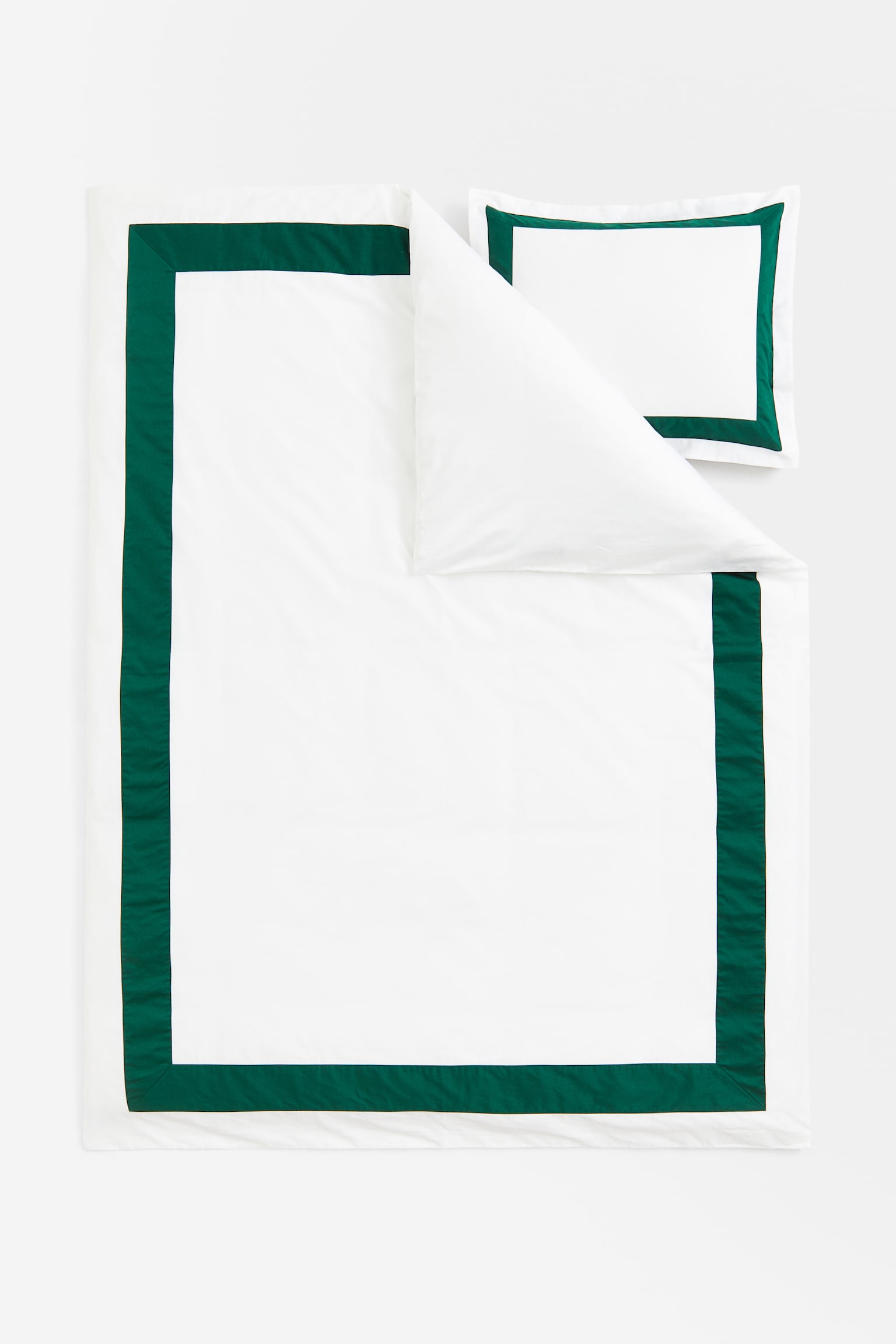 Cotton sateen duvet cover set - Green/Patterned - 2